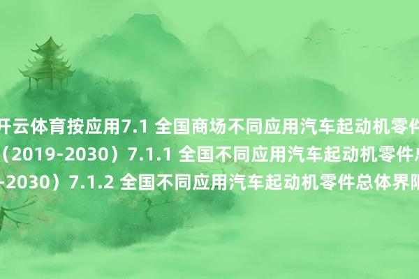 开云体育按应用7.1 全国商场不同应用汽车起动机零件总体界限及商场份额（2019-2030）7.1.1 全国不同应用汽车起动机零件总体界限（2019-2030）7.1.2 全国不同应用汽车起动机零件总体界限谈判（2025-2030）7.1.3 全国不同应用汽车起动机零件商场份额（2019-2030）7.1.4 全国不同应用汽车起动机零件商场份额谈判谈判（2025-2030）7.2 中国不同应用汽车